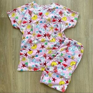 Scrubs of Key West Pink Ocean/Sea/Maritime 2-Piece Scrub Set